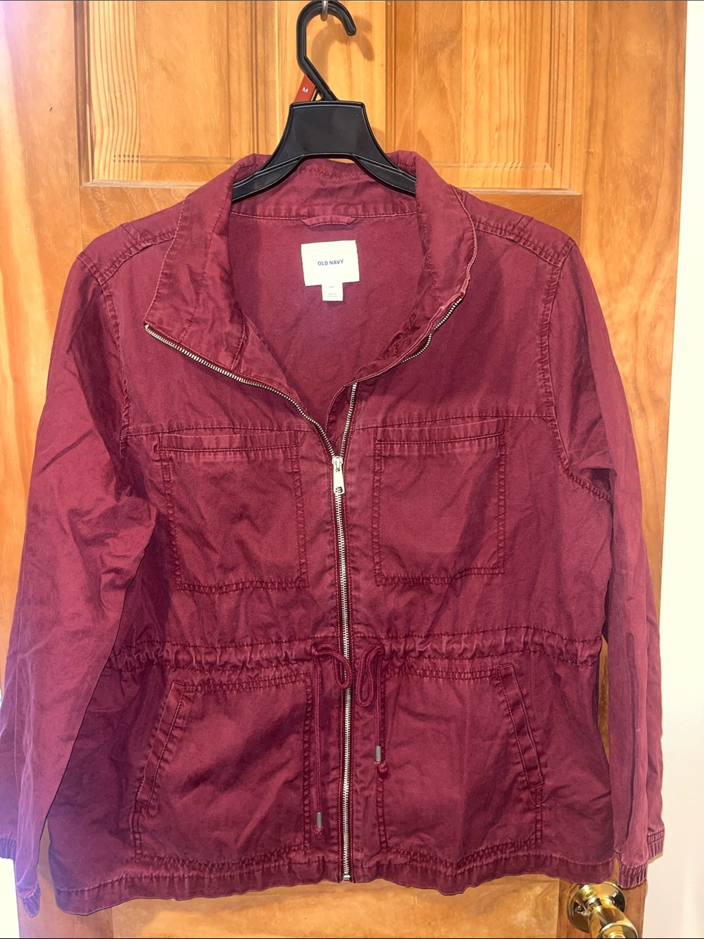 Old Navy Women's Maroon Zip-Front Utility Jacket